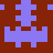 Purple geometric shape on brown background with small purple squares at top corners.