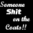 Pixelated text on black background reads 'Someone Shit on the Coots!!' in white blocky letters with no visible characters or symbols.