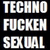A static image displays repeated text in white block letters on a black background with a gray section.