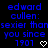 Blue pixelated text on black background reads 'edward cullen: sexier thansexier than you since 1907' with white heart symbol.