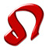 Red stylized Leo zodiac symbol icon with smooth curved lines and subtle anti-aliasing on a transparent background.