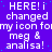 Static image with repeated white text on purple background, showing 'HERE! i changed my icon for meg & analisa!' in pixelated font.