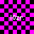 A static image with a pink and black checkered background displaying four instances of the text '10zr.' in white pixelated font.