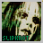 Two side-by-side animated frames of a pixelated Slipknot band member icon with green and white color scheme, showing slight facial expression differences between frames.
