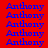 Blue text 'Anthony' repeated in a pattern on red and pink backgrounds with no visible animation changes