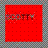 Red square icon with pixelated text and scattered colored dots on a checkered background.
