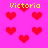 Pixelated pink background with red heart shapes and yellow text reading 'Victoria' in multiple positions.