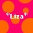 A static image with a bright pink background featuring large orange circles and the text *Liza* in white with pink asterisks on both sides.