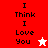 A split-screen animation shows four with 'I Think I Love You' text and star icons changing color between red, white, and pink backgrounds