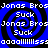 Blue and black spiral background with repeated white text 'Jonas Bros' and 'Suck' in pixelated font, arranged in a pattern
