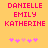 Pixelated text displays three names in pink on a yellow background with a of pink and light pink asterisks below