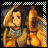 Animated contact sheet of a character with long brown hair wearing yellow armor and gray clothing, displayed in 16 frames arranged in a 4x4 grid.