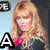A pixelated image of a person with long blonde hair wearing a black crop top and dark pants, partially obscured by text overlays.