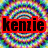 A static image of a colorful, pixelated circular pattern with a red text overlay reading 'kenzie' on the left side.
