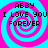 Four identical display 'ABBY I LOVE YOU I LOVE YOU FOREVER' text over pink and cyan spiral backgrounds with pixelated font