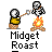 Pixel art animation of two skeleton figures roasting marshmallows over a campfire with visible frame differences in the right figure's pose and fire intensity.