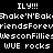 Pixelated text repeats across a black background with red highlighted sections containing 'ILY!!!', 'Shake'N'Bak', 'friendsFore', 'WesconFillie', and 'WUE rocks'.