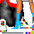 A contact sheet of five animated frames showing a cartoon character in various poses with rainbow-themed accessories and text overlays reading "i love" and "my Boo!" on white backgrounds with colored corner borders.