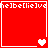Red square with white borders contains four showing pixelated heart animations and repeated text at top
