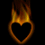 Animated sequence of heart-shaped flames on black background, showing flame movement