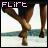 Animated contact sheet showing two frames of a pixelated icon with pink text 'FLiRT' and legs in motion against a beach background.