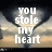 A four- displays text over a blurred background with heart-shaped shadows; the show sequential phrases about stolen and thrown-away hearts