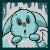 A 3-frame animated contact sheet showing a light blue cartoon ghost with red eyes and white wispy hair, displayed in a 2x2 grid layout with one empty frame.