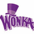 Purple 'Wonka' text with a top hat above it, displayed in three variations showing different pixel arrangements.