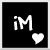 A 3x2 contact sheet of six animated AIM buddy icon frames featuring pixelated text and hearts in black, white, pink, and dark gray color schemes.