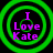 Four identical circular icons with green concentric rings and purple text reading "I Love Kate" on black background.
