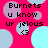 Pixelated icon with bright pink background, light blue and purple circles, black text reading 'Burnets u know ur jelous' and a small '<3' symbol.