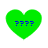 Four green heart-shaped icons arranged in a , each containing blue pixelated question marks
