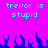 Pixelated cyan text on bright pink background with blue flame shapes at bottom, static image.