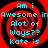 Four identical red and black spiral patterns with cyan text reading "Am i Awesome inAwtome A lot of Ways?? Kate is" arranged in a
