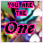 A 4-frame animated contact sheet showing the phrase "YOU ARE THE One" with varying text outlines across frames, set against a blurred background of colorful abstract shapes.