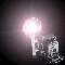 Pixelated icon shows a streetlamp with bright light and two figures in motion, one holding a bag, against a dark background with a glowing effect.