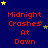 Blue background with red text "Midnight Crashes At Dawn" and scattered yellow/grey stars in a