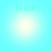 Four identical light blue square arranged in a , each containing the text 'Nikki' above a bright white circular glow on a gradient background