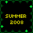 Pixelated graphic with four identical displaying 'SUMMER 2008' text in yellow on black background, bordered by green vine-like pattern