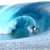 Static 50x50 pixel icon depicting a surfer riding a large blue wave on light gray background with visible dithering and low-resolution artifacts.