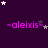 ~aleixis~ text in pink with ~ symbols on dark purple background, scattered white and gray stars, static image with no visible motion changes.