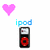 Two side-by-side pixelated icons feature a heart above an iPod; left is pink, right is blue.