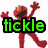 Red Sesame Street character with orange nose and black mouth, arms raised in motion across three showing text changes