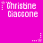 Pixelated text 'Christine Giaccone' with star and dot accents on a solid pink background, displayed in a of repeated identical frames