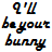 A 4-frame contact sheet of a pixelated animated icon featuring the Playboy bunny mascot with varying facial expressions and text reading "I'll be your bunny" in glitchy font on a white background panel.