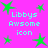 Bright pink background with green star shapes and cyan text reading "Libbys Awsome icon" in pixelated font.