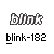 nine pixelated icons with 'blink-182' text below each, featuring numbers, group silhouettes, and symbols on colored backgrounds