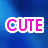 Blue gradient background with four distinct text and symbol elements arranged in a pattern, featuring 'CUTE' and 'KILLER' text blocks alongside two X symbols