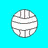 Pixelated volleyball icon with net and 'ACE!' text on cyan background, showing animation of ball moving toward net.