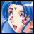 Pixelated anime-style character with blue hair and open mouth against blue background, next to text "AnimeIM" and "com" on black background.